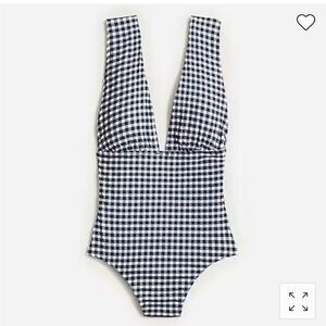 J Crew Gingham V-Neck One Piece Swimsuit NWT